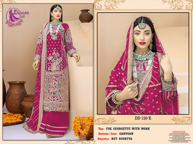 Dinsaa 150 E To H Wholesale Georgette Pakistani Suit Catalog